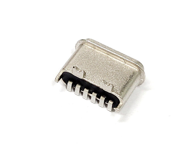 TYPE-C 6P防水母座 180度立贴短体6.8H 粉末冶金外壳